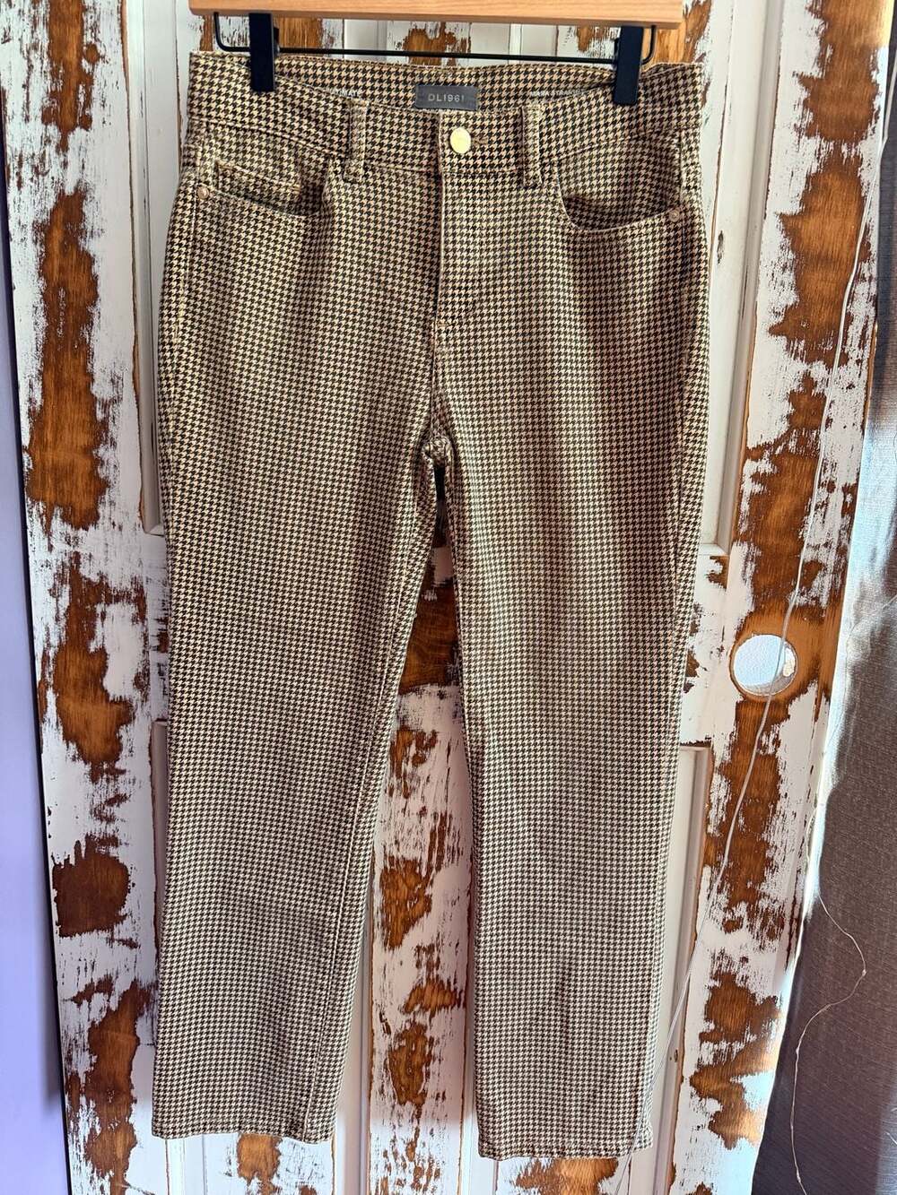 DL1961 Preppy Parisian Style Tailored Career Wear Houndstooth Pants Size 27